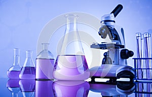 Chemistry science, Laboratory glassware background