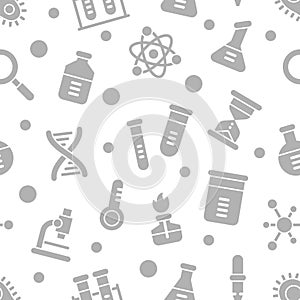 Chemistry science laboratory glyph vector seamless pattern