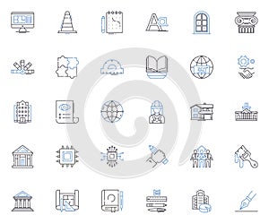 Chemistry science line icons collection. Molecules, Atoms, Compounds, Reactions, Elements, Polymers, Solutions vector photo