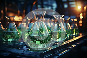 Chemistry science theme enhanced by a captivating laboratory glassware setting photo