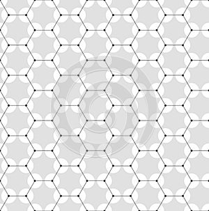Chemistry seamless pattern, hexagonal design molecule structure on gray, scientific or medical DNA research. Medicine