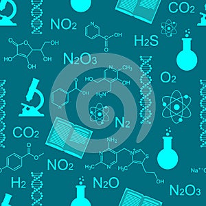 Chemistry. Seamless pattern. Vector stock illustration.