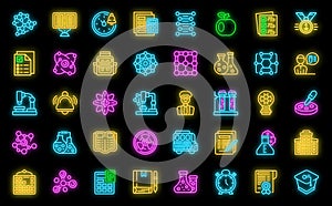 Chemistry teacher icons set vector neon