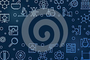 Chemistry vector blue horizontal outline modern frame