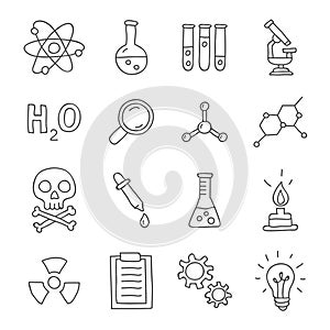 Chemistry. Vector icons, hand-drawn