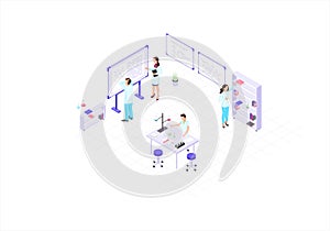 Chemists isometric color vector illustration