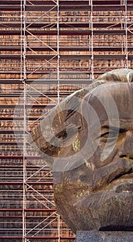 Chemnitz. Karl Marx. Monument. Head. Kerbel.