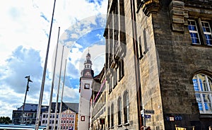 Chemnitz town hall during overcast wheather