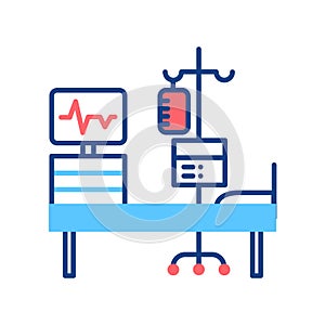 Chemotherapy line color icon. Hospital ward, intensive therapy. Medical treatment. Palliative care