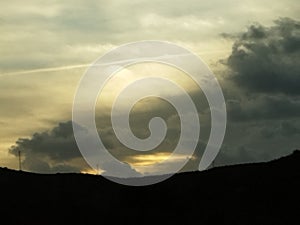 Chemtrails line on the sky photo