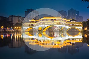 Chengdu ancient bridge at night