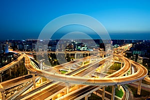 Chengdu, China, city overpass at night