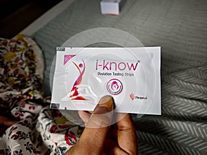 Chennai, India - April 16th 2022: I-know Ovulation Testing Strips Kit and Plan Your Pregnancy