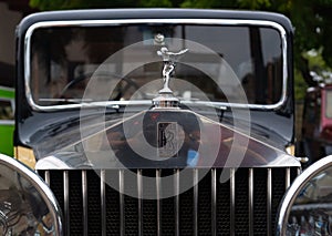 Chennai, India, December 18th 2022: Close up of The Spirit of Ecstasy. Rolls Royce remains a symbol of a luxurious car., Rolls-