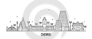 Chennai skyline Tamil Nadu India city vector line photo