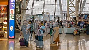 CHENNAI, TAMIL NADU, INDIA - January 14, 2018. Chennai Airport, International Terminal. Passengers go to their gate after passing