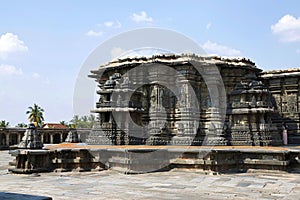 Chennakeshava temple complex, Belur, Karnataka. General view from the Kalyan Mandapa at South West.