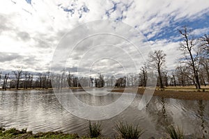 Chennault Park has a pond with clouds