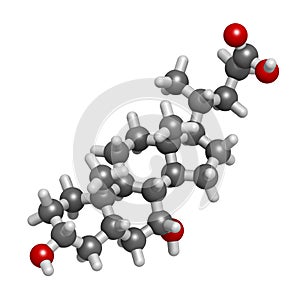 Chenodeoxycholic acid drug molecule. 3D rendering. Atoms are rep photo