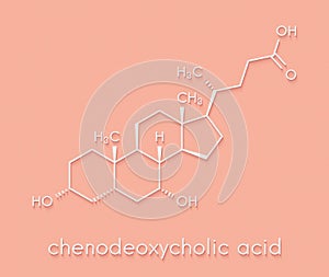 Chenodeoxycholic acid drug molecule. Skeletal formula. photo