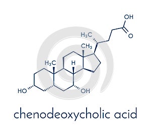 Chenodeoxycholic acid drug molecule. Skeletal formula. photo