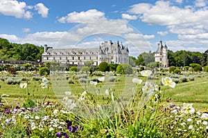 Chenonceau Ñastle Chateau de Chenonceau and gardens in Loire valley, France