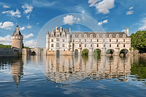 Chenonceau castle, built over the Cher river , Loire Valley,France