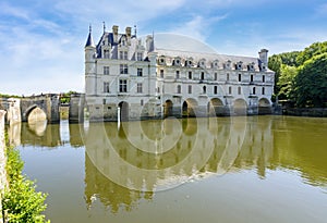 Chenonceau castle Chateau de Chenonceau on Cher river in Loire valley, France