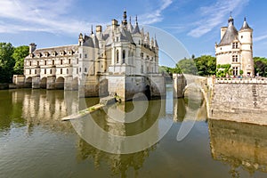 Chenonceau castle on Cher river in Loire valley, France