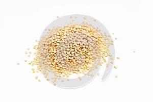 Chenopodium quinoa - Heap of white quinoa on white background