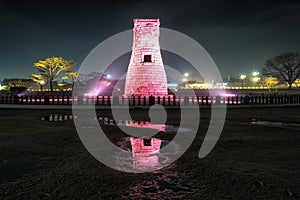 Cheomseongdae observatory at night photo