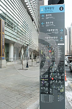 Cheonggye Plaza bus stop in Seoul,South Korea.