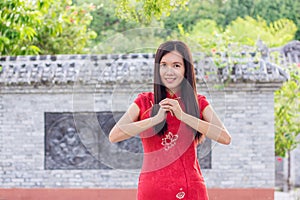 Cheongsam celebration in Chinese New Year, Gong xi fatt chai