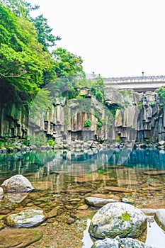 cheonjeyeon waterfalls in Jeju Isaland