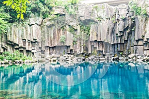 cheonjeyeon waterfalls in Jeju Isaland