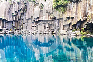 cheonjeyeon waterfalls in Jeju Isaland