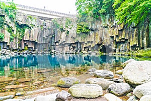 cheonjeyeon waterfalls in Jeju Isaland