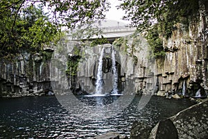 Cheonjeyeon waterfalls in Jeju Isaland, South Korea