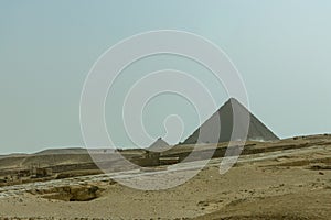 Cheops, Kefren, Micerino pyramids of Giza. Egypt