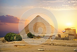 Cheops pyramid at sunset