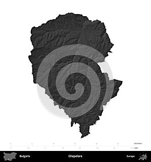 Chepelare, Bulgaria, isolated on white. Grayscale