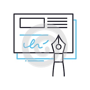 cheque book line icon, outline symbol, vector illustration, concept sign