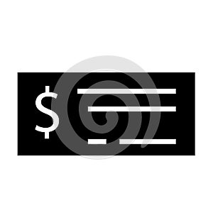Cheque deposit silhouette icon