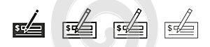 Cheque icon vector set on white background
