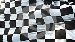 Chequered flag waving on sun. Seamless loop with highly detailed fabric texture. Loop ready in 4k resolution.