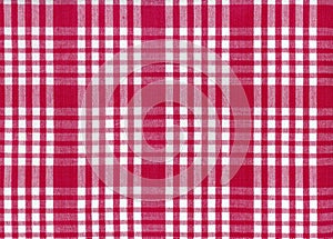 Chequered red fabric texture background