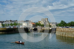 Cherbourg, harbor entrance and city view