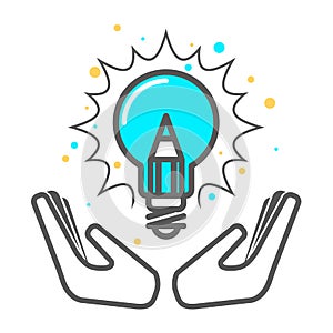 Cherish a creative idea - light bulb icon, invention photo