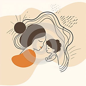 Cherish the maternal bond with this serene art of a mother and child photo