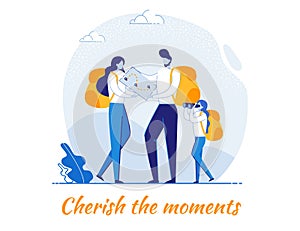 Cherish the Moments Phrase with Family Travelers.